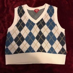 Dickies Women's Blue and White Cropped sweater vest